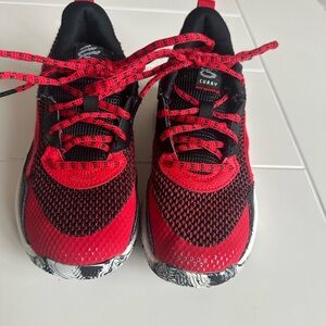 Under Armour Red and Black Kids Sneakers